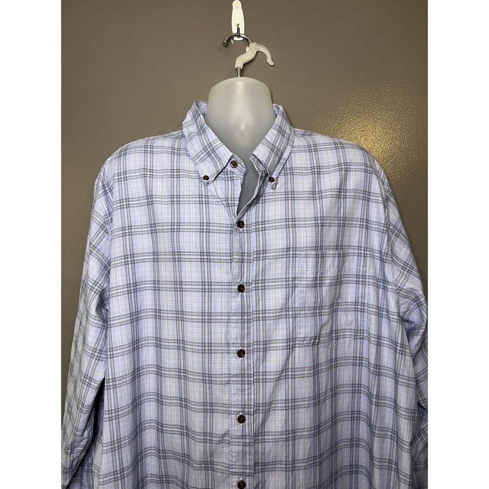 Preswick & Moore Shirt Mens 2XLT Blue Plaid Long Sleeve Button Down Casual